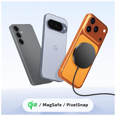 Caricatore Magnetico Qi2 Magsafe Da 15w Con Cavo Da 1,5m, Nero - Foto 5