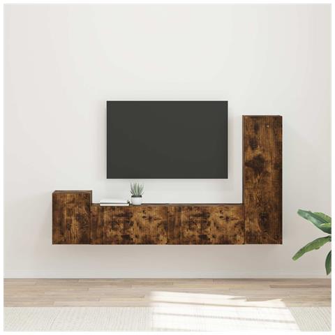 Set mobile TV 4 pcs Rovere fumé Legno multistrato - Foto 2