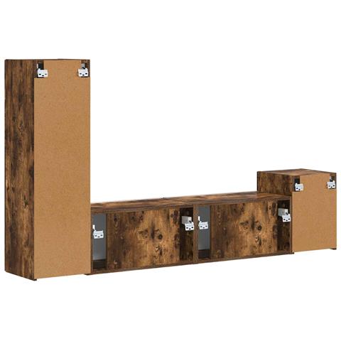 Set mobile TV 4 pcs Rovere fumé Legno multistrato - Foto 9