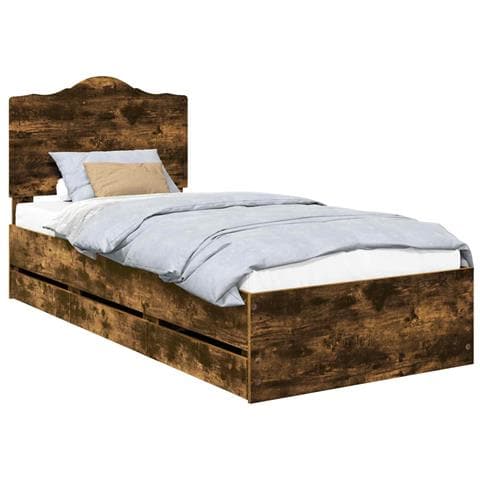 Struttura del letto con cassetto Rovere fumé 75 x 190 cm - Foto 1