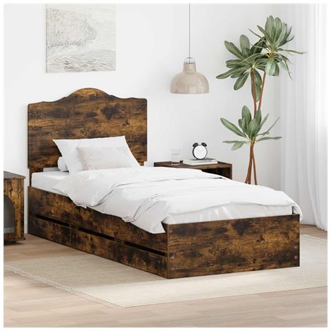 Struttura del letto con cassetto Rovere fumé 75 x 190 cm - Foto 2