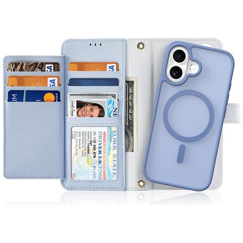 Cover Cartera per iPhone 16 Plus - Pelle /PU, Blu, MagSafe - Foto 2
