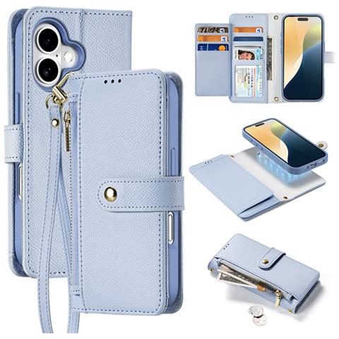 Cover Cartera per iPhone 16 Plus - Pelle /PU, Blu, MagSafe - Foto 1