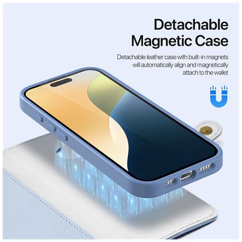 Cover Cartera per iPhone 16 Plus - Pelle /PU, Blu, MagSafe - Foto 4