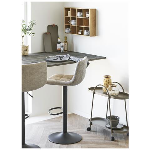 Set 2 Sgabelli Da Bar Middelfart In Poliestere Grigio Con Gambe Nere Regolabile In Altezza - Foto 6