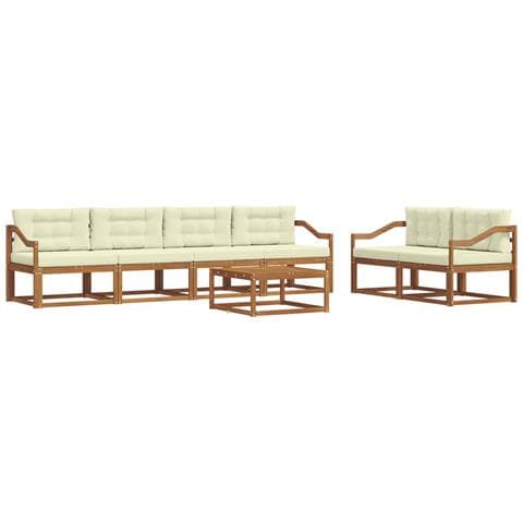 Set di divani da esterno con cuscino 7 pcs Naturale e Crema - Foto 1
