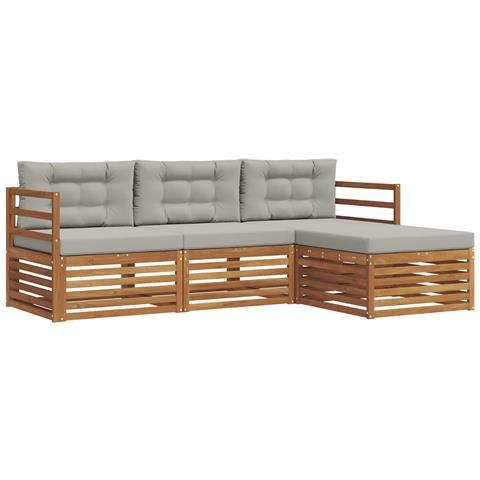 Set di divani da esterno 4 pcs Grigio Naturale e Chiaro - Foto 1