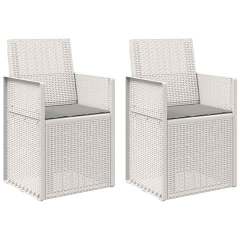 Sedie da pranzo da giardino 2 pcs Bianco e Grigio Chiaro PP - Foto 1