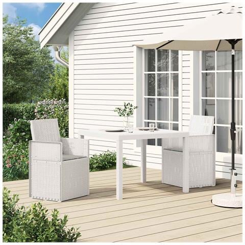 Sedie da pranzo da giardino 2 pcs Bianco e Grigio Chiaro PP - Foto 2