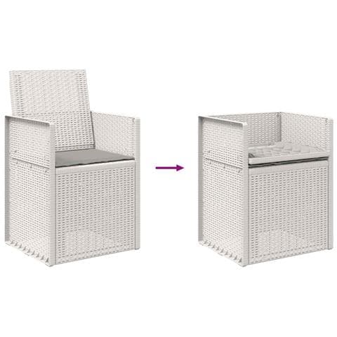 Sedie da pranzo da giardino 2 pcs Bianco e Grigio Chiaro PP - Foto 9
