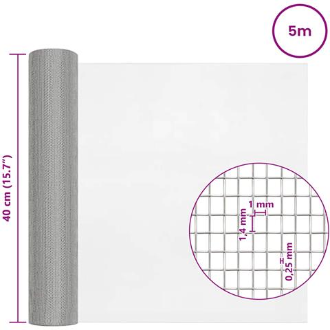 Rete per schermatura 40 x 500 cm 18 Mesh Argento - Foto 7