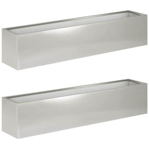 Vaso da giardino 2 pz Argento 80 x 20 x 20 cm Acciaio Inox - Foto 1