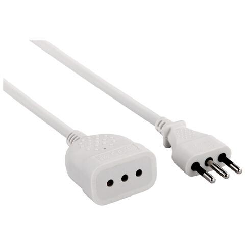 46114 Prolunga 5 Mt Spina E Presa Piccola 10a, Bianco - Sezione Cavo 3g0,75 Mm² - Foto 3