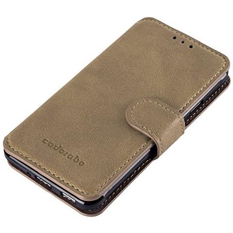 Custodia Compatibile Con Samsung Galaxy Alpha In Opaco Marrone Sabbia - Coperchio Protettivo Con Funzione Stand E Tasca Per Le Carte Di Credito Con Design Retrò - Foto 2