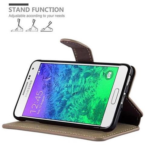 Custodia Compatibile Con Samsung Galaxy Alpha In Opaco Marrone Sabbia - Coperchio Protettivo Con Funzione Stand E Tasca Per Le Carte Di Credito Con Design Retrò - Foto 8
