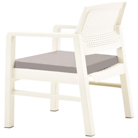 Set Salotto Da Giardino 3 Pz In Plastica Bianco - Foto 10