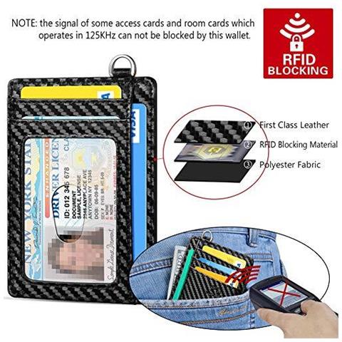 Carta Di Credito Del Raccoglitore Del Supporto Slim Rfid Blocking Minimalista Raccoglitore Di Carta Con Smontaggio D-grillo (nero)  - Foto 4