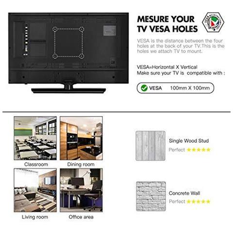 Tv Wall Bracket Girelle Tilt Estende Ruota Tv Wall Mount Per 10-32 Televisori Pollici Fino A 20kg Max Vesa 100x100mm - Foto 4