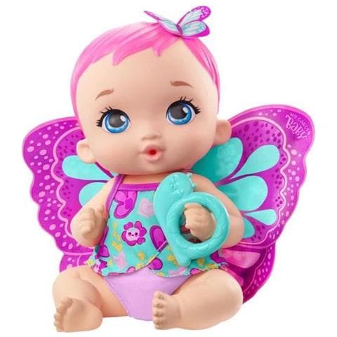 My Garden Baby - Baby Pink Butterfly Beve E Piscia 30 Cm, Pannolino Riutilizzabile, Vestito, Ali Rimovibili - Baby Doll - Da 2 Anni - Foto 1