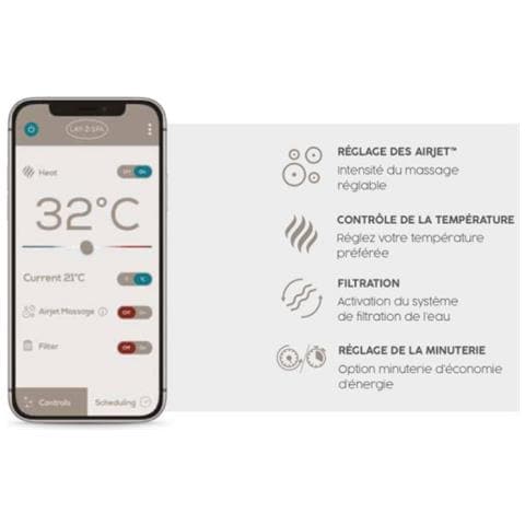 Spa Rotonda Gonfiabile - 6 Posti - 196 X 71 Cm - Wifi - Lay-z-spa Milan Airjet Plus - 60029 - Foto 2