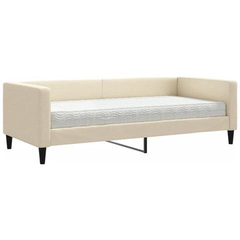 Divano Letto Con Materasso Crema 90x200 Cm In Tessuto - Foto 1