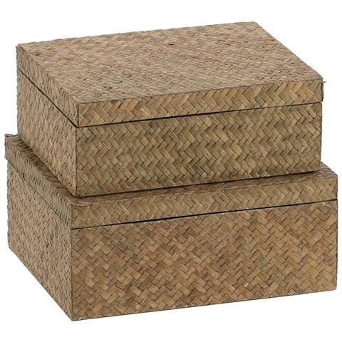 Set Di Scatole Decorative Beige Dmf 24 X 19 X 10 Cm (2 Unità) - Foto 1