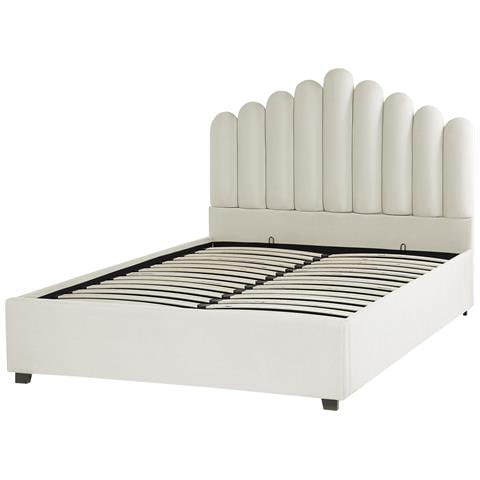 Letto Contenitore Velluto Bianco Sporco 140 X 200 Cm Vincennes - Foto 2