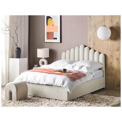 Letto Contenitore Velluto Bianco Sporco 140 X 200 Cm Vincennes - Foto 1