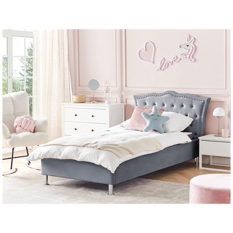Letto Singolo Contenitore Velluto Grigio 90 X 200 Cm Metz - Foto 1