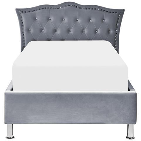 Letto Singolo Contenitore Velluto Grigio 90 X 200 Cm Metz - Foto 7