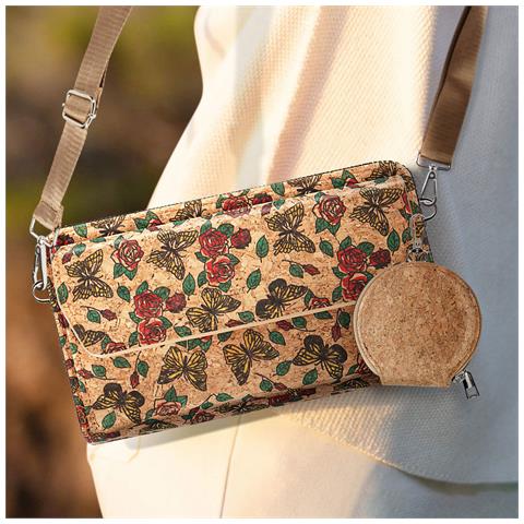 Pochette In Sughero, Collezione Natureprint Chiusura A Zip / Magnetica - Foto 2