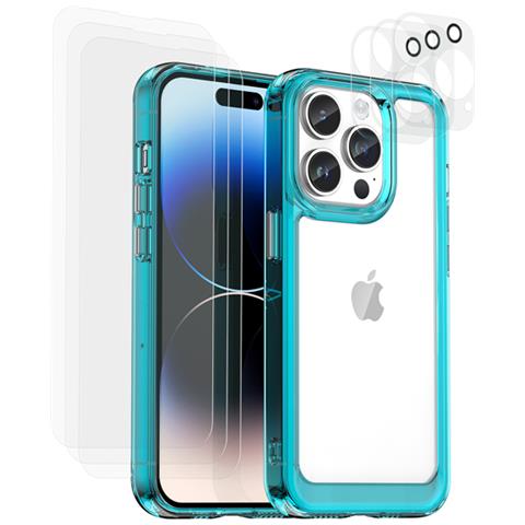 Cover Per Iphone 14 Pro Shockproof Con 6 Vetri Temperati, Azzurro - Foto 1