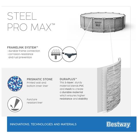 Piscina Con Struttura Rotonda Steel Pro Max Effetto Pietra 549x122 Cm 5618y - Foto 8