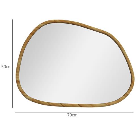 Specchio Da Parete Moderno Con Bordi Irregolari E Cornice In Legno Per Camera E Ingresso, 70x50cm - Foto 6