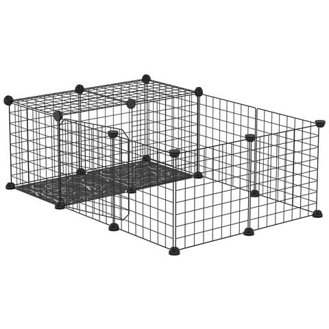Recinto Per Conigli E Porcellini D'india Modulabile Con Accessori Montaggio, 105x70x35cm - Nero - Foto 1