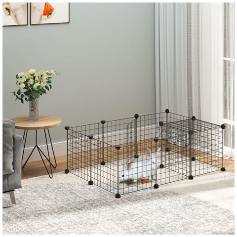 Recinto Per Conigli E Porcellini D'india Modulabile Con Accessori Montaggio, 105x70x35cm - Nero - Foto 2