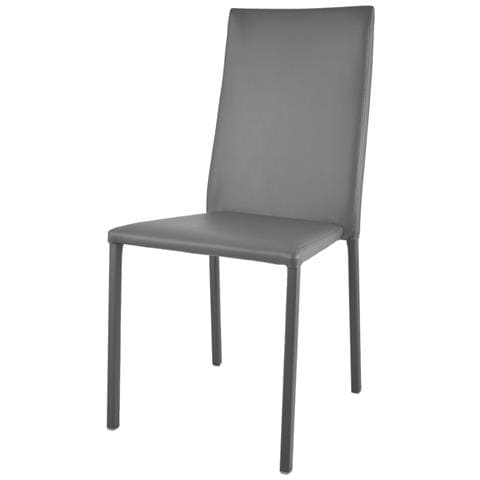 Sedia Impilabile Modello Julia Per Cucina Bar E Sala Da Pranzo, Robusta Struttura In Acciaio Imbottita E Rivestita In Finta Pelle Colore Grigio Scuro - Foto 1