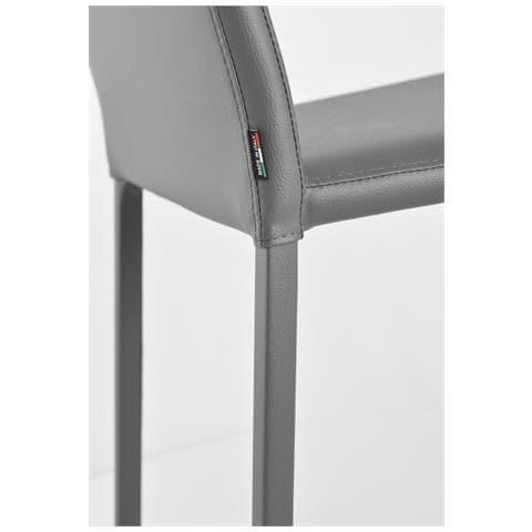 Sedia Impilabile Modello Julia Per Cucina Bar E Sala Da Pranzo, Robusta Struttura In Acciaio Imbottita E Rivestita In Finta Pelle Colore Grigio Scuro - Foto 6