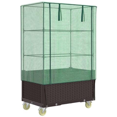 Letto Rialzato Con Copertura E Ruote Effetto Rattan 80x50x182cm - Foto 2
