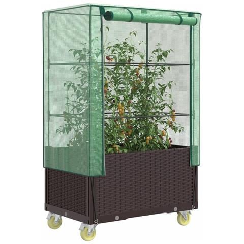 Letto Rialzato Con Copertura E Ruote Effetto Rattan 80x50x182cm - Foto 1