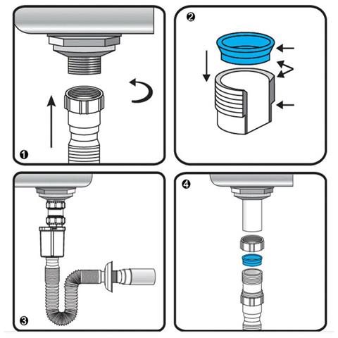 Tubo Flessibile Antiodore Deodorizzazione 1-1/2 Acqua Lavello Scarico Dgo-169 - Foto 2