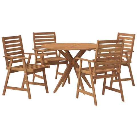 Set Da Pranzo Per Giardino 5 Pz In Legno Massello Di Acacia - Foto 2
