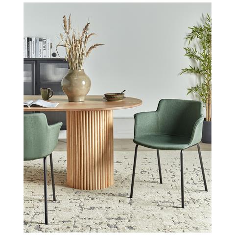 Sedia Da Pranzo Belfield Set Di 2 Tessuto Verde - Foto 1