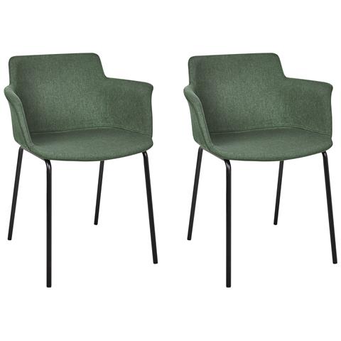 Sedia Da Pranzo Belfield Set Di 2 Tessuto Verde - Foto 2