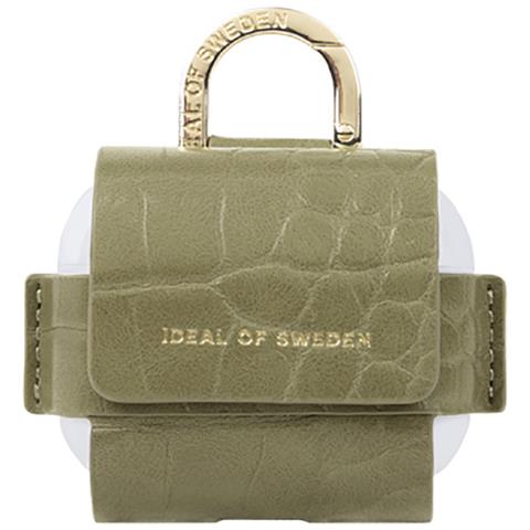 Borsa Mini Per Airpods 3 Modello Flo Textured Croco Con Moschettone, Verde - Foto 2