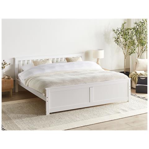Letto Legno Di Pino Olendon 180 X 200 Cm Bianco - Foto 1