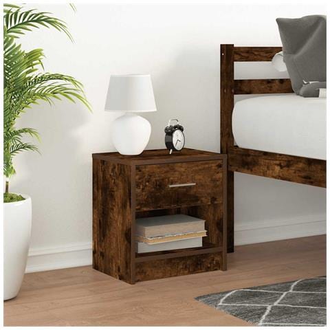 Comodino Con Cassetto Rovere Fumo 39x28x41 Cm - Foto 3