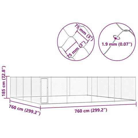 Canile Da Esterno In Acciaio Zincato 760x760x185 Cm - Foto 5