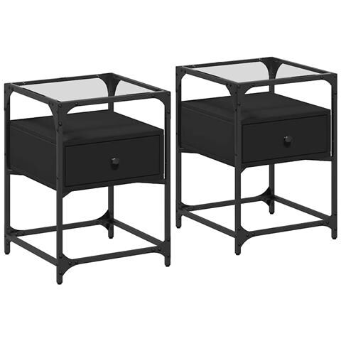 Lusso Casadino -  Comodini 2 Pz Neri 40x40x55 Cm In Legno Multistrato - Foto 1