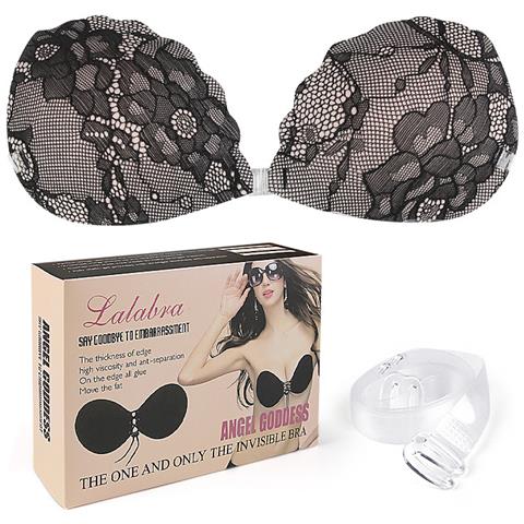 Reggiseno Invisibile Profondo A V In Pizzo E Silicone Black D - Foto 2